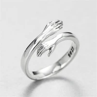 2021 punk simple creative love embrace silver ring fashion mens womens open ring jewelry gifts for lovers