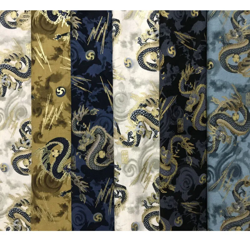 Высококачественное японское кимоно с драконом ткань из черного хлопка принтом