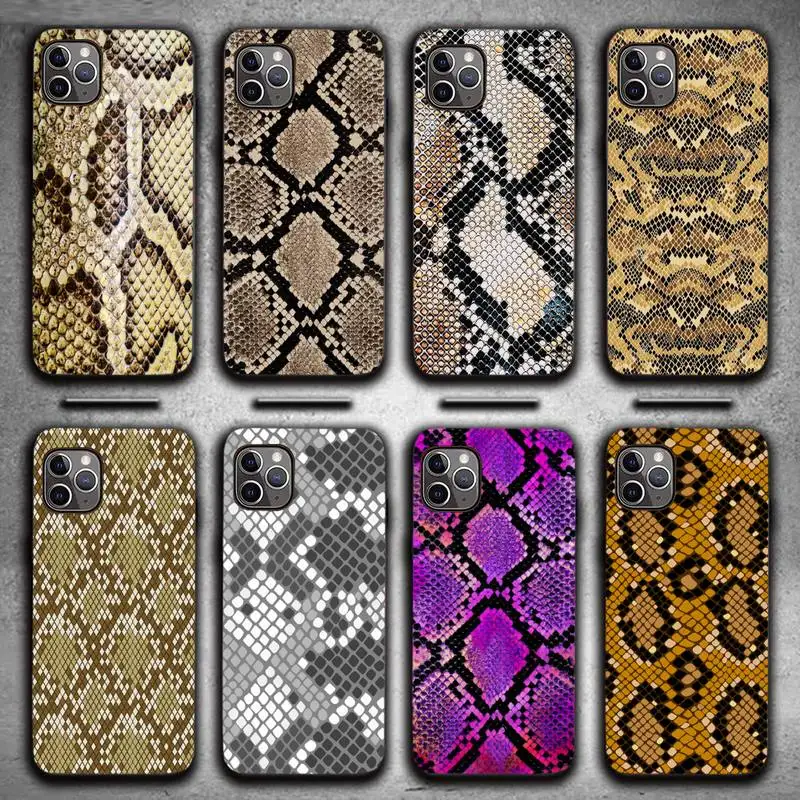

Snake Skin Luxury Sexy Phone Case For Iphone X XS 11 12 Pro Max Mini 7 8 Plus XR SE 2020 Shockproof Back Cover