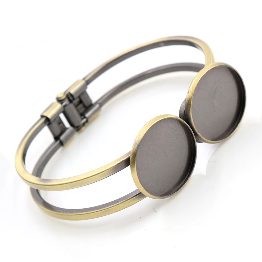 Высокое качество 20 мм Посеребренная бронзовая пушка Черный Браслет База пустые