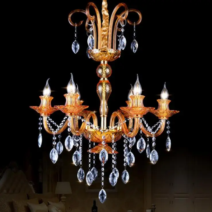 Европейская хрустальная люстра в виде свечи простая лампа для кофе освещение