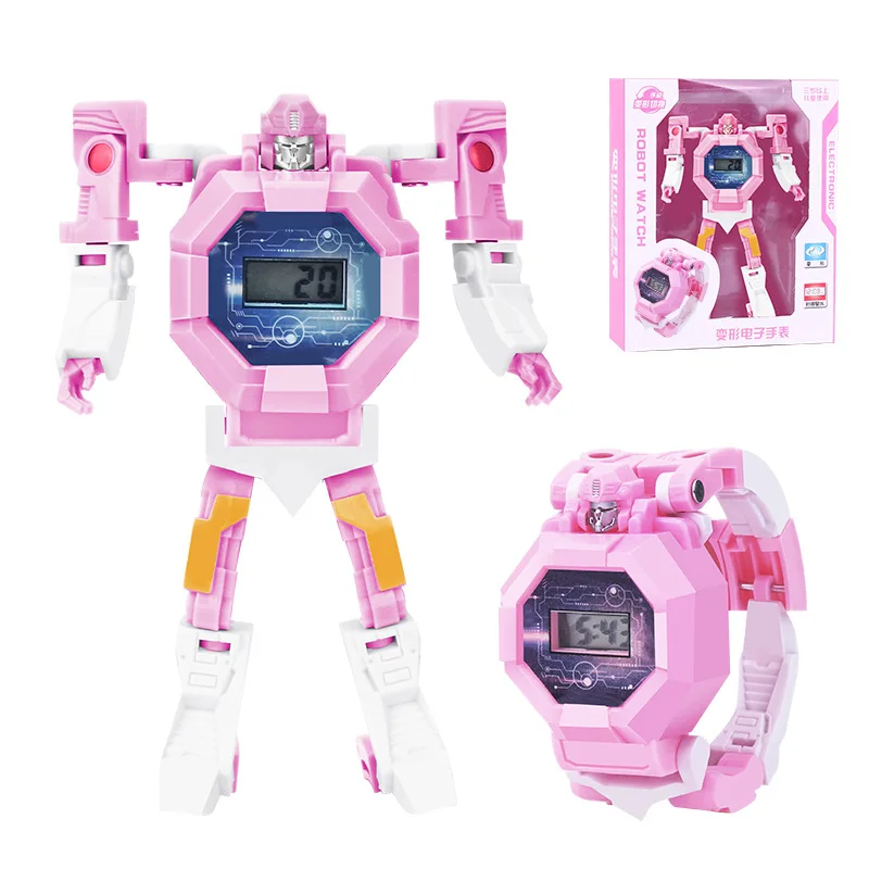 Дети мультфильм деформация робот часы игрушка мальчик девочка модель спортивные