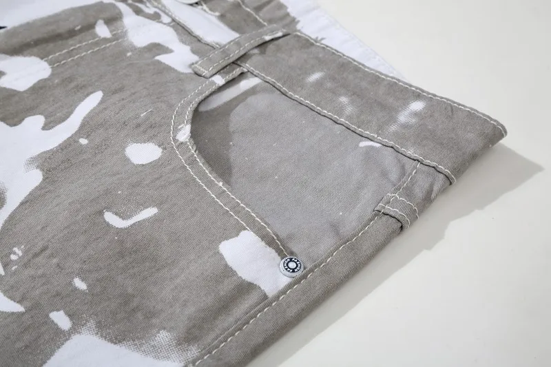 Брюки-карго мужские с принтом повседневные штаны байкерские белые джинсы