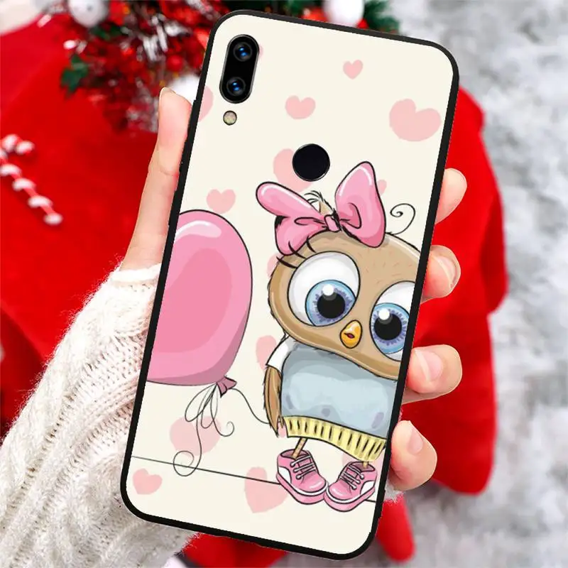 

owl cute cartoon animal luxury Phone mobile Case funda For Xiaomi Redmi note 7 8 9 t k30 max3 9 s 10 pro lite Anti-fall capa