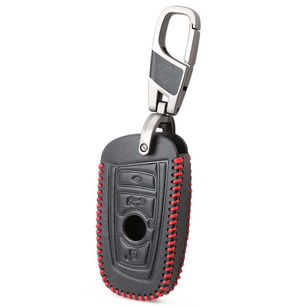 Кожаный чехол для автомобильного ключа держатель с брелоком кольцо ключей