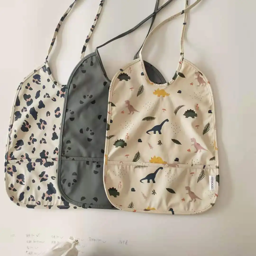 

Newborn Baby Boys Cartoon Saliva Towel Kids Toddler Boys Girls Waterproof Pu Bib Infant Baby Cotton Anti-dirty Saliva Pocket