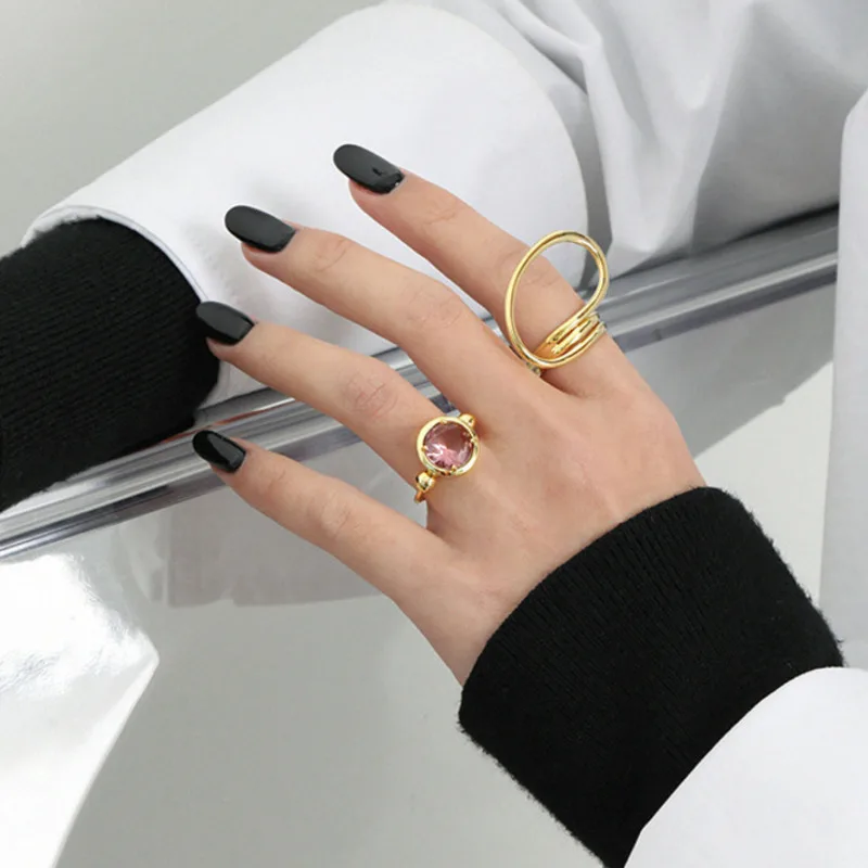 

Trendy Open Ring Gift For Women Sterling Silver 925 Twisted Gold Minimalist Gold Personalized Rings Collar Plata De Ley Jewelry