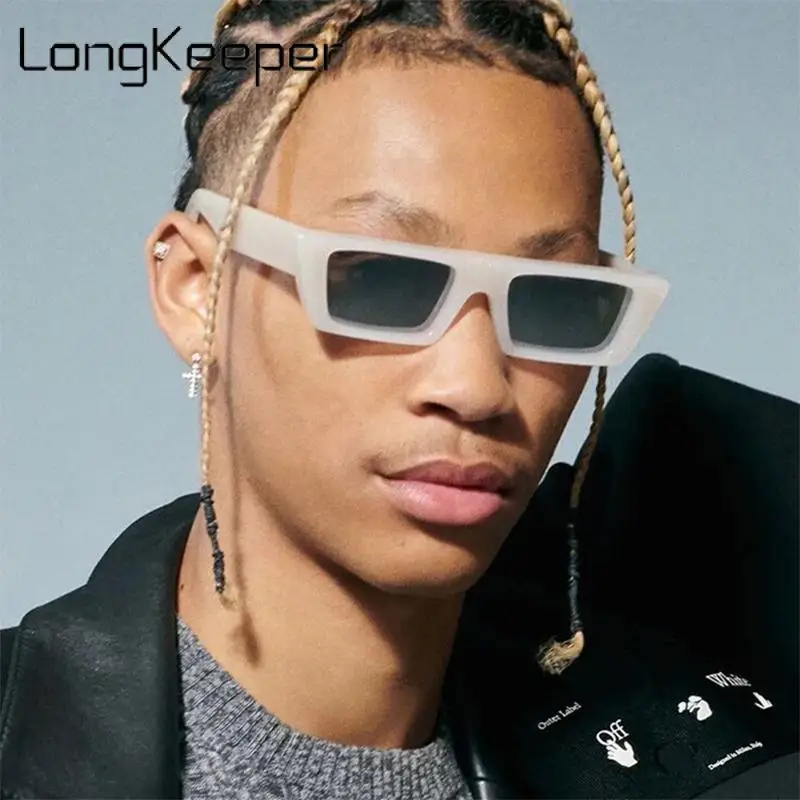 

Long Keeper Fashion Small Rectangle Jelly Gray Sunglasses Women Shades UV400 Retro Square Leopard Men Sun Glasses