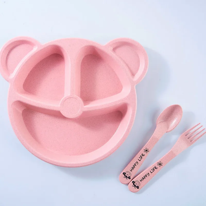 Детская миска + ложка вилка набор посуды для кормления детские блюда с мультяшным