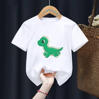 cute baby dinosaur funny cartoon white kid t shirts boy animal tops tee children summer girl gift present clothes drop ship