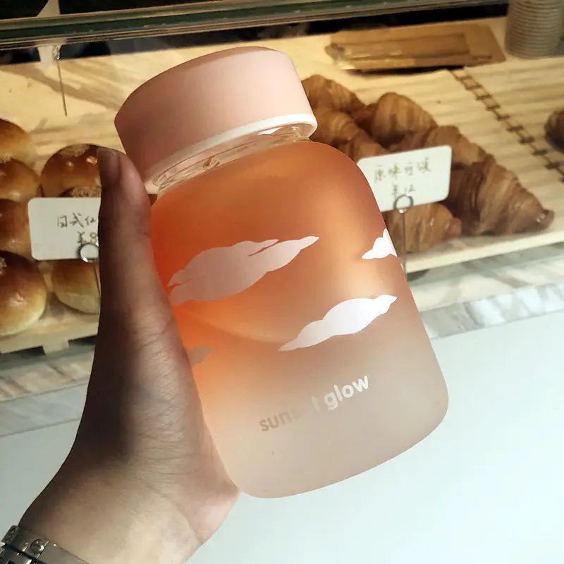 Стеклянная бутылка для воды креативная портативная чашка из матового стекла