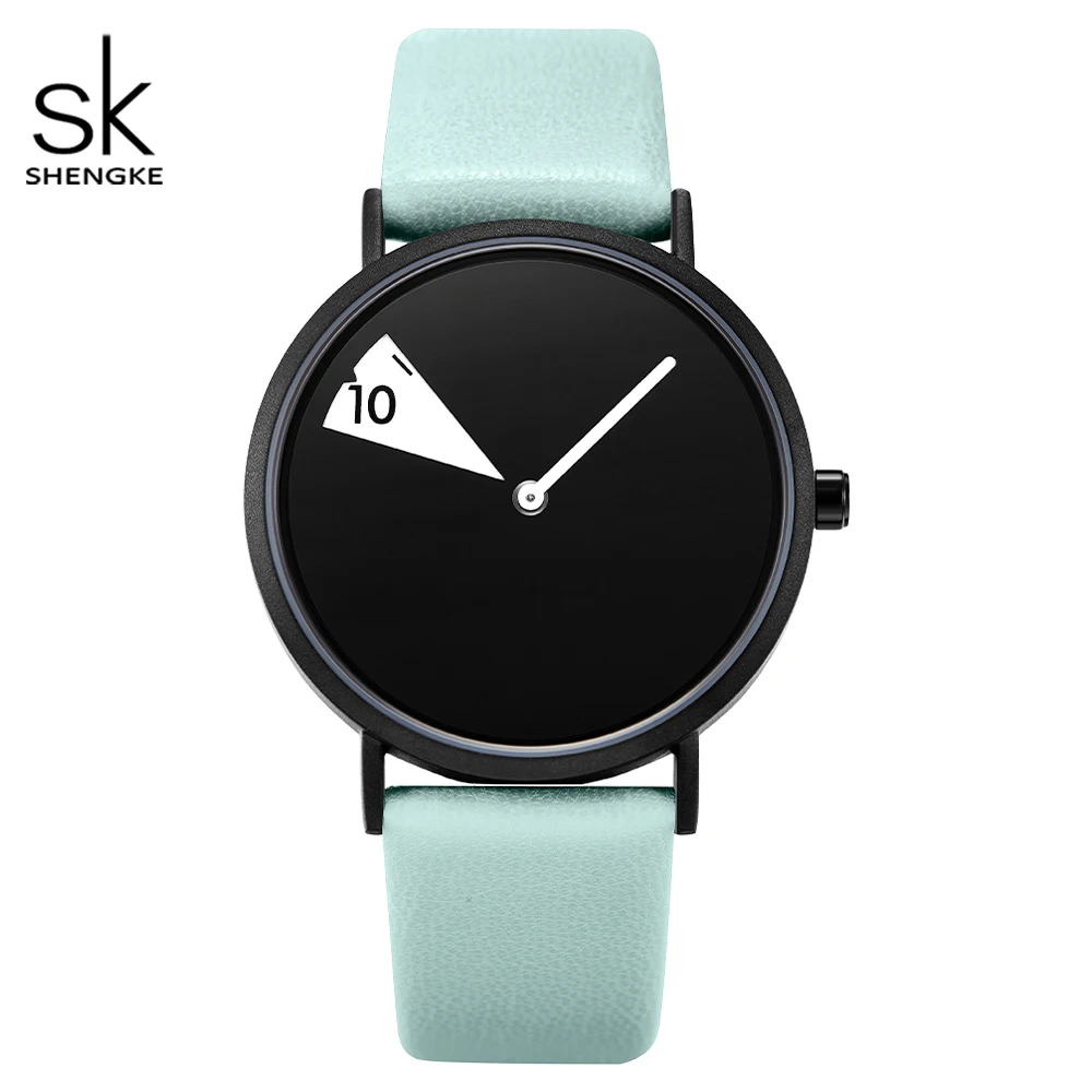 

Shengke New Women Watches With Spring Green Band Creative Dial Japanese Quartz Movement Cool Girl's Must-Have Montre Femme