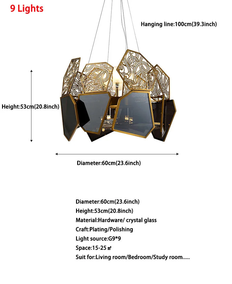 Итальянский Креативный дизайн роскошный черный Стекло абажур оформление c