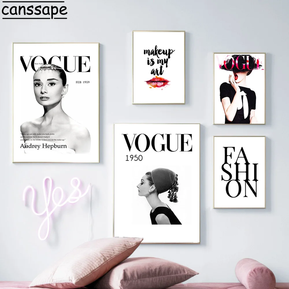 Модный холст с принтом Vogue постер женский настенный художественный Принт Холст