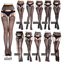 black floral lace sexy garter stocking belt set sexy lingerie womens underwear transparent free size erotic jumpsuits for sex