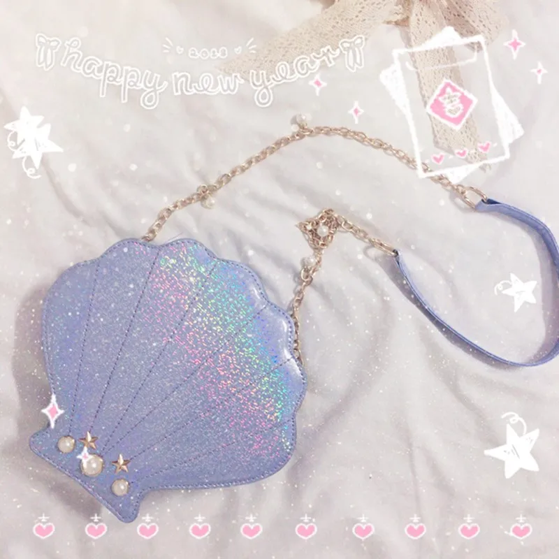 Японская мягкая женская сумка через плечо в виде жемчужной ракушки стиле Лолиты