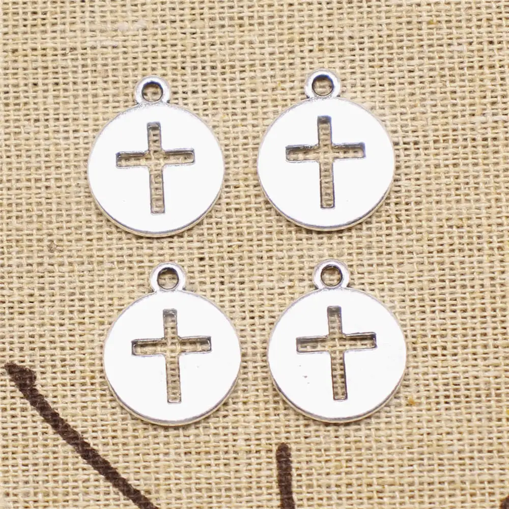 

Подвески-кресты для планшетов, цвет под старину, серебро, 20 шт., 15 мм