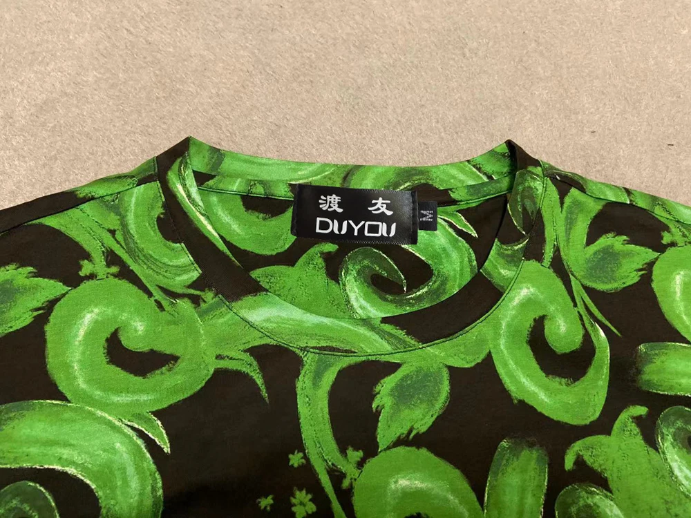 Футболка DUYOU мужская с принтом растений тенниска из хлопка короткими рукавами