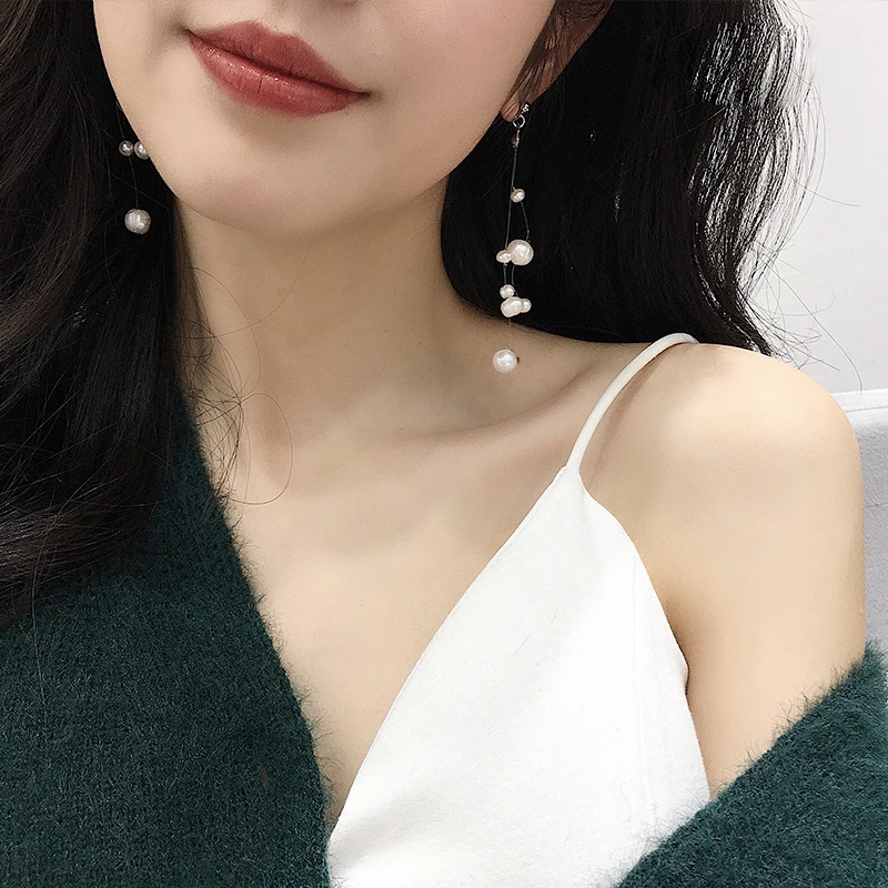 Белый натуральный пресноводный барочный жемчуг богемные серьги 925 пробы