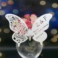 50pcs butterfly party diy cards table mark wine glass name place card birthday wedding event party bar decorations party gift