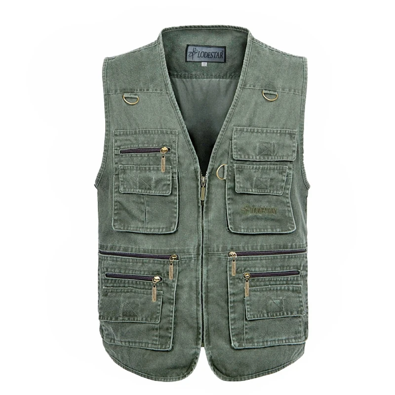 

Plus size 5XL 6XL 7XL New Male Casual Summer Cotton Sleeveless Vest With Many 14 Pockets Men Multi Pocket Photograph Waistcoat