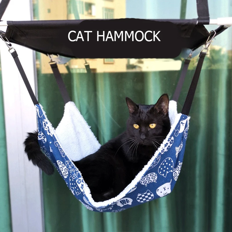

Multicolor Cat Hammock Fleece Print Hanging Swing Comfortable Breathable Pet Hammock Plush Suspended Bed Pet Relax Supplies 2021