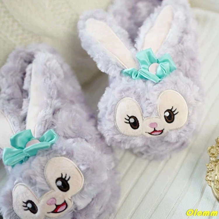 

Winter Women Cute Rabbit Cotton Slippers Plush Warm Non-slip Outdoor Indoor Shoes Fluffy Women Slipper Home Soft Floor Shoes