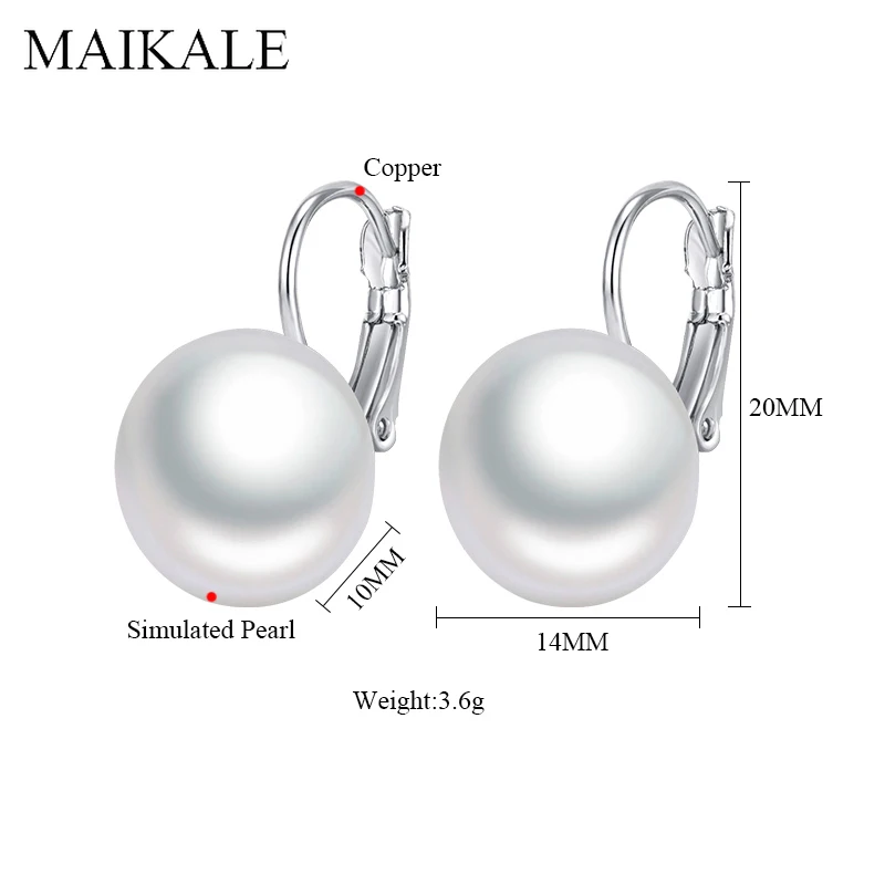Женские овальные серьги-подвески MAIKALE, белые, красные большие серьги с жемчужиной золотистого/серебристого цвета, ювелирные изделия для подарка и вечеринки