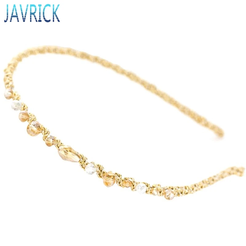 Женский обруч для волос с блестящими стразами асимметричный контрастных цветов