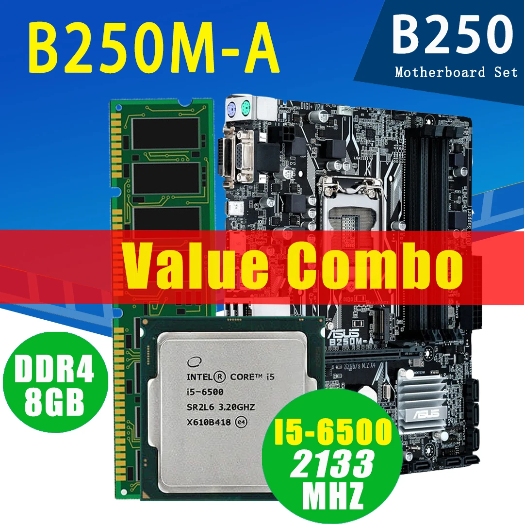 Online LGA 1151 Asus PRIME B250M-A Motherboard Mit Intel Core I5 6500 8GB DDR4 Motherboard Set 3,2 GHz PCI-E 3,0 M.2 PC B250 Verwendet