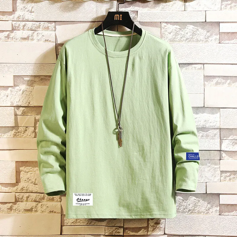 

Футболка мужская оверсайз с длинным рукавом, модная тенниска из хлопка, повседневная майка, уличная одежда, 5XL, лето