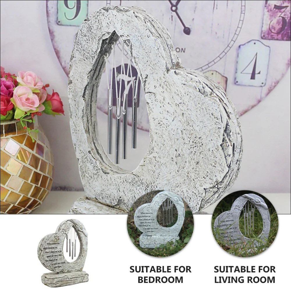 

Indoor Outdoor Garden Grave Tombstone Pet Stone Memorial with Wind Chimes