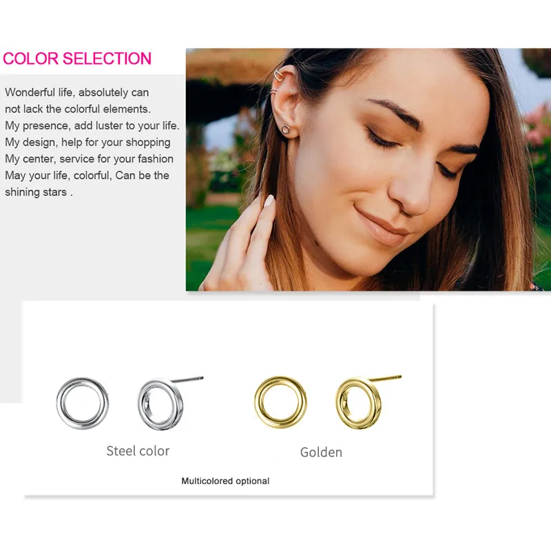 

Carlidana Glossy round earrings simple titanium steel ins fashion minimalist style men and women mini earrings