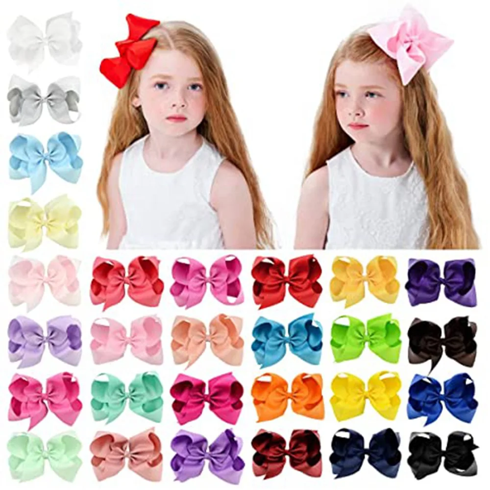 

6Inch 40Colors Big Grosgrain Ribbon Solid Color Hair Bows With Clips For Girl Kids Hair Clips Headwear Boutique Hair Accessories