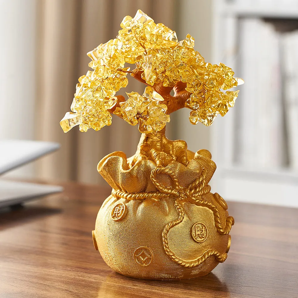 

Citrine Fortune Tree Lucky Decoration Living Room Office Desktop Decoration Accessories Resin Embellishment Feng Shui Decoration