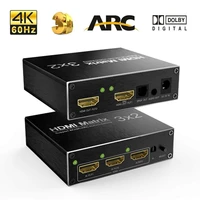 4k 60hz hdmi matrix 3 in 2 out hdmi ultra hd 3x2 matrix switcher audio extractor arc suitable for xbox hdtv projector splitter