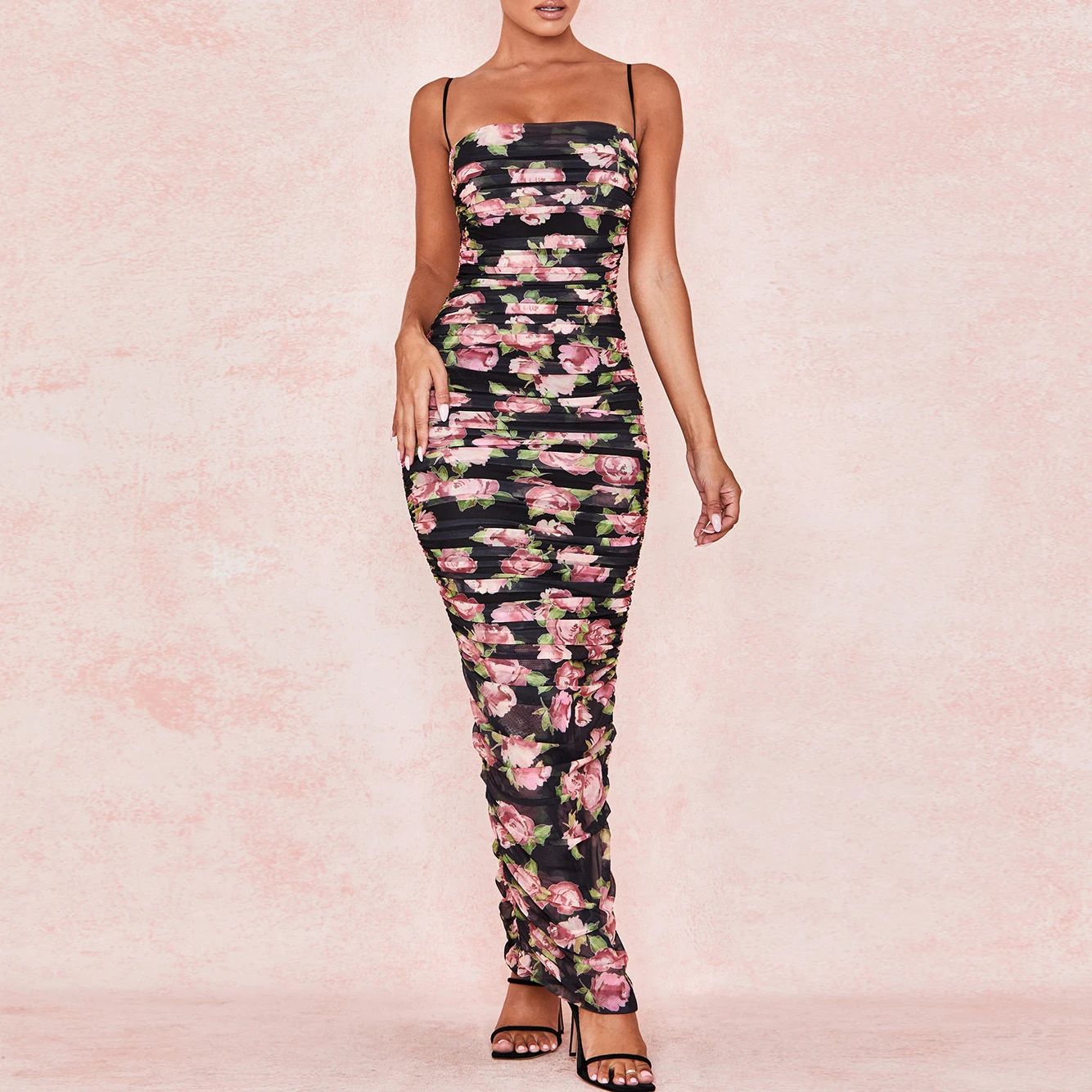 Женское платье без бретелек облегающее до щиколотки в стиле звезд для клуба и