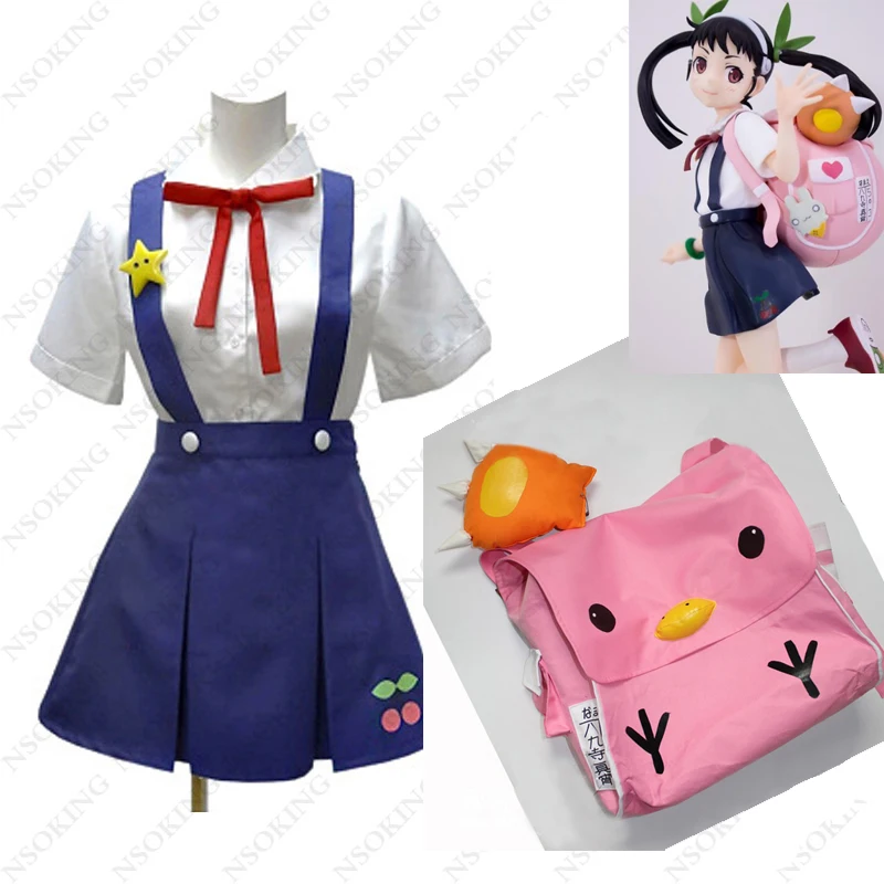 Аниме Bakemonogatari Hachikuji Mayoi платье рюкзак костюмы для косплея на заказ|cosplay costume|custom