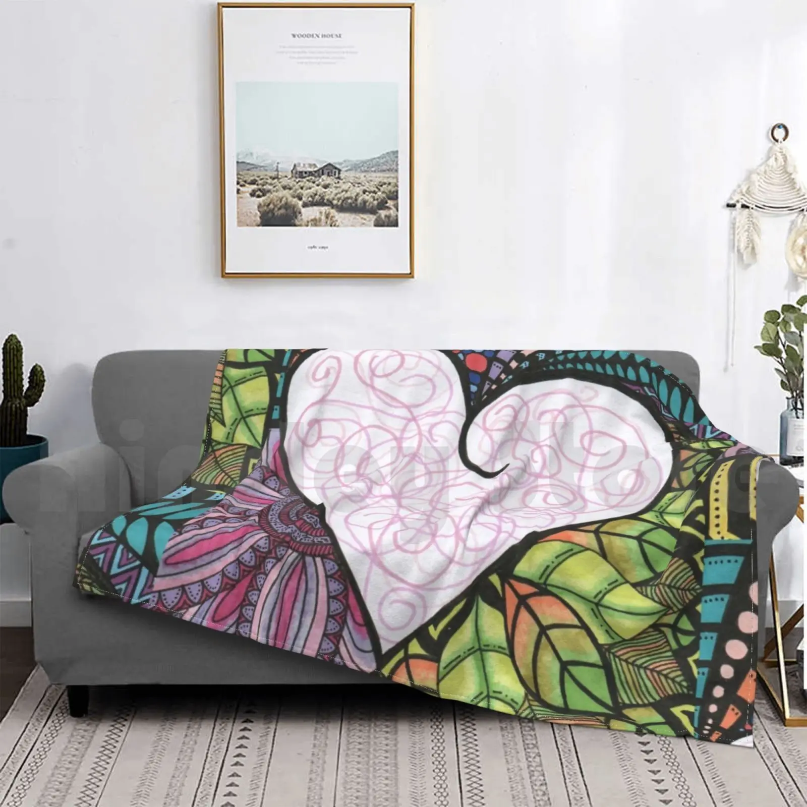 

Tangled Heart Blanket Fashion Custom Heart Doodle Bright Valentines