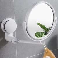 modern drill free bathroom mirror 2 side makeup vanity shave mirrors wall suction folding arm extend round bath accessories