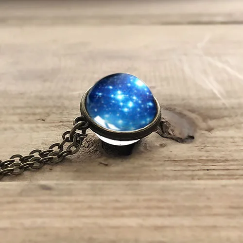 Women Fashion Double-sided Glass Ball Pendant Time Gem Universe Handmade Custom Planet Necklace Christmas Gift Drop Shipping | Украшения и