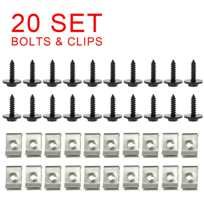 

40Pcs/20Set Engine Undertray Guard Nut Screw Clips For BMW 1/3/5/6/7/X/Z Series 20pcs Chassis Guard Screws 20pcs Clips