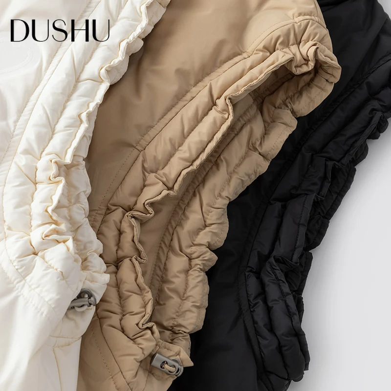 

DUSHU Plus size sleeveless black down vest Women casual streetwear short winter down coat Female wram light puffer down jacket