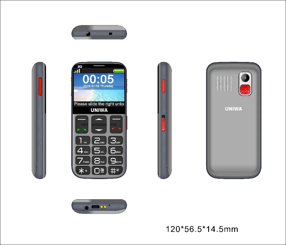 UNIWA V808G английская русская клавиатура 10 дней в режиме ожидания 3g WCDMA сильный фонарь Мобильный телефон большой SOS 3g мобильный телефон