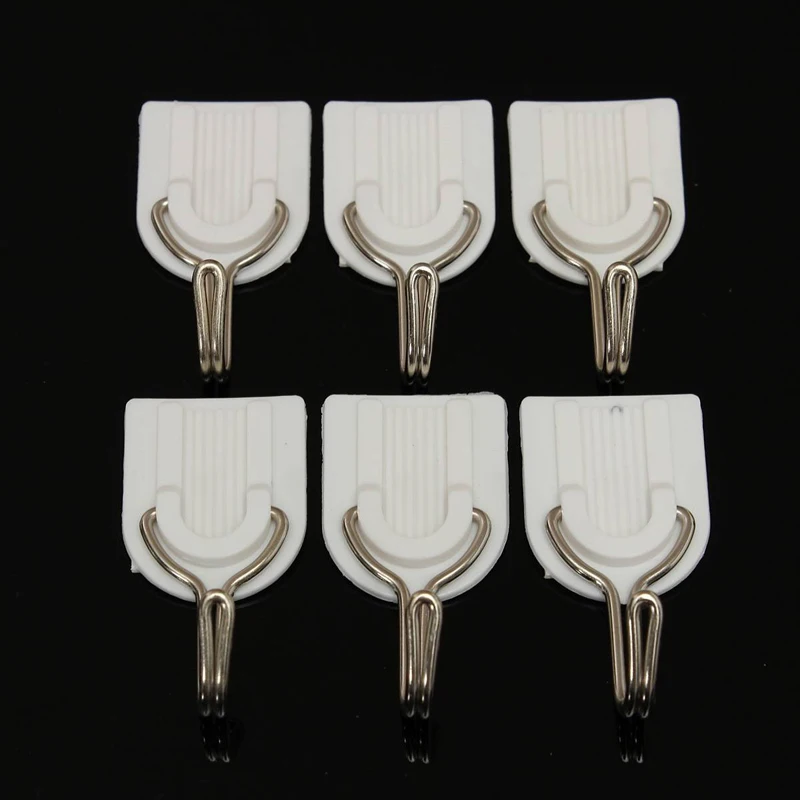 

6 pieces Wall Door Hook Towel Holder Self-adhesive Bathroom Kitchen Glue Hook white