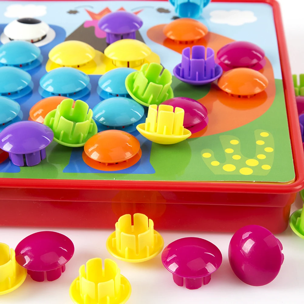 

Kids 3D Puzzles Toys Colorful Button Assembly Toys Baby Mushroom Nail Kit for Baby Children Gifts Early Creative Educational Toy