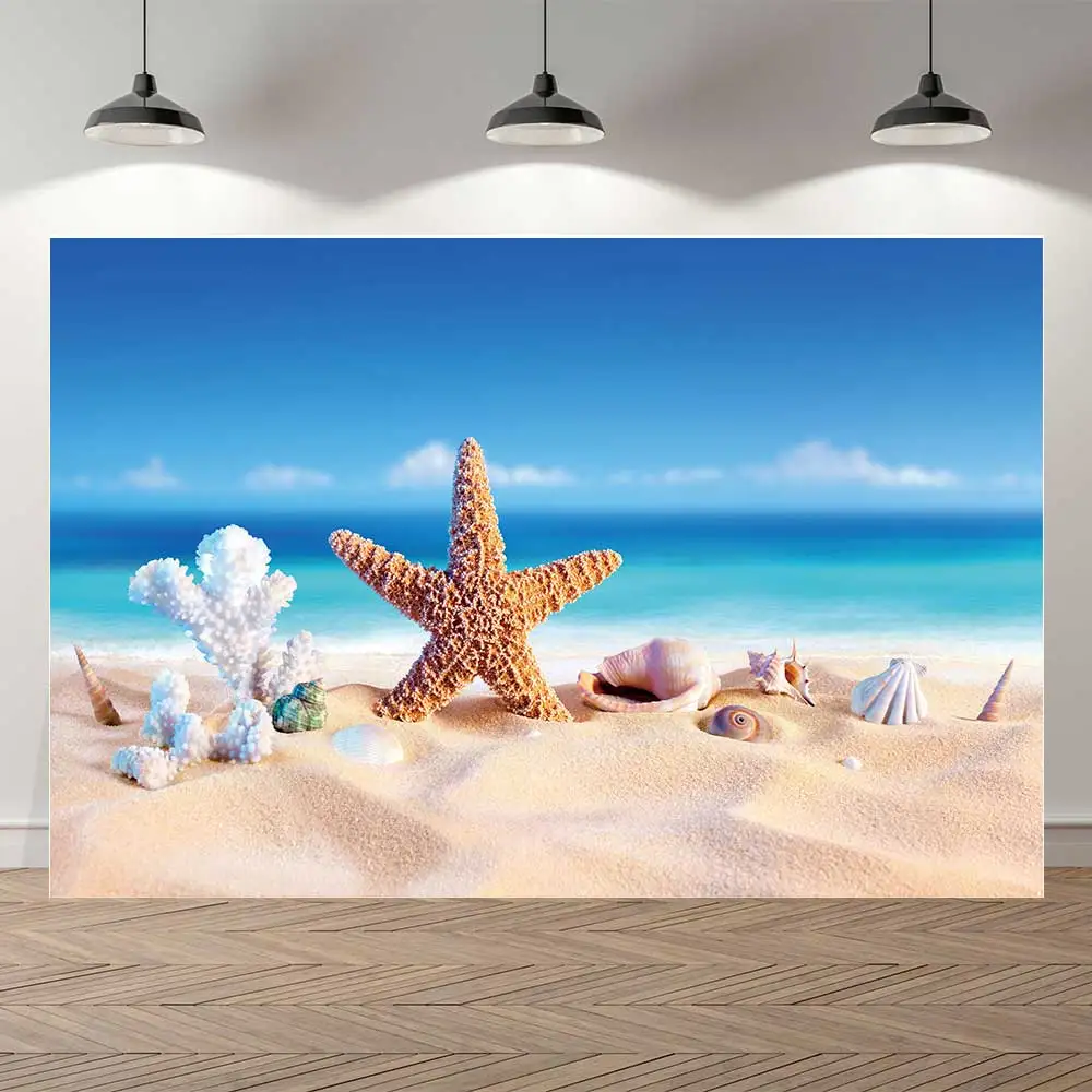 

Summer Beach Landscape Taranteiro Background Photo Studio Backdrop Beautiful Palm Tree Tropical Summer Sea View Photocall Banner