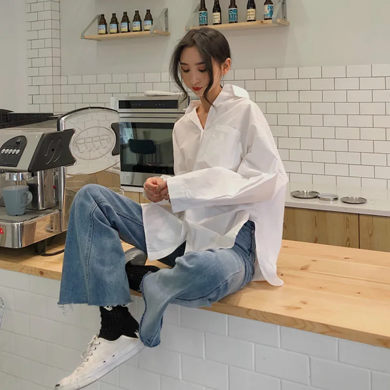 

Women Blouses Fall Winter 2020 Woman Vogue Vintage Long Sleeve Tops For Women Solid Loose Oversized Blouses Korean Style