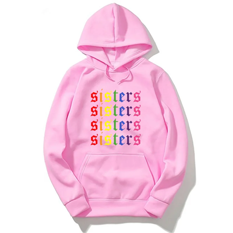 2021 Sister Letter Print Hoodie Long Sleeve Hooded Sweatshirt