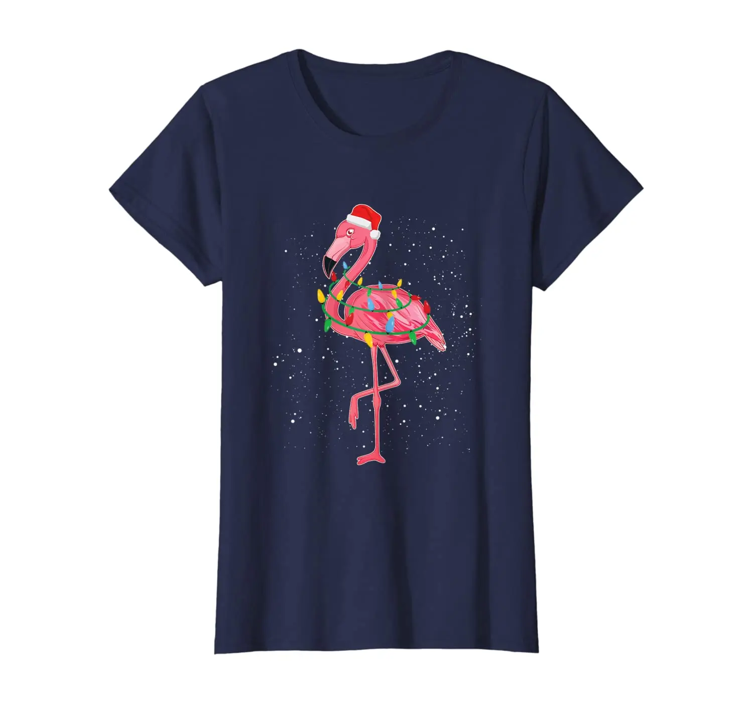 

Santa Flamingo Bird Christmas lights Funny Xmas T-Shirt New Arrivals Summer Cool Tee 2020 Breathable Cotton Short Sleeve T Shirt